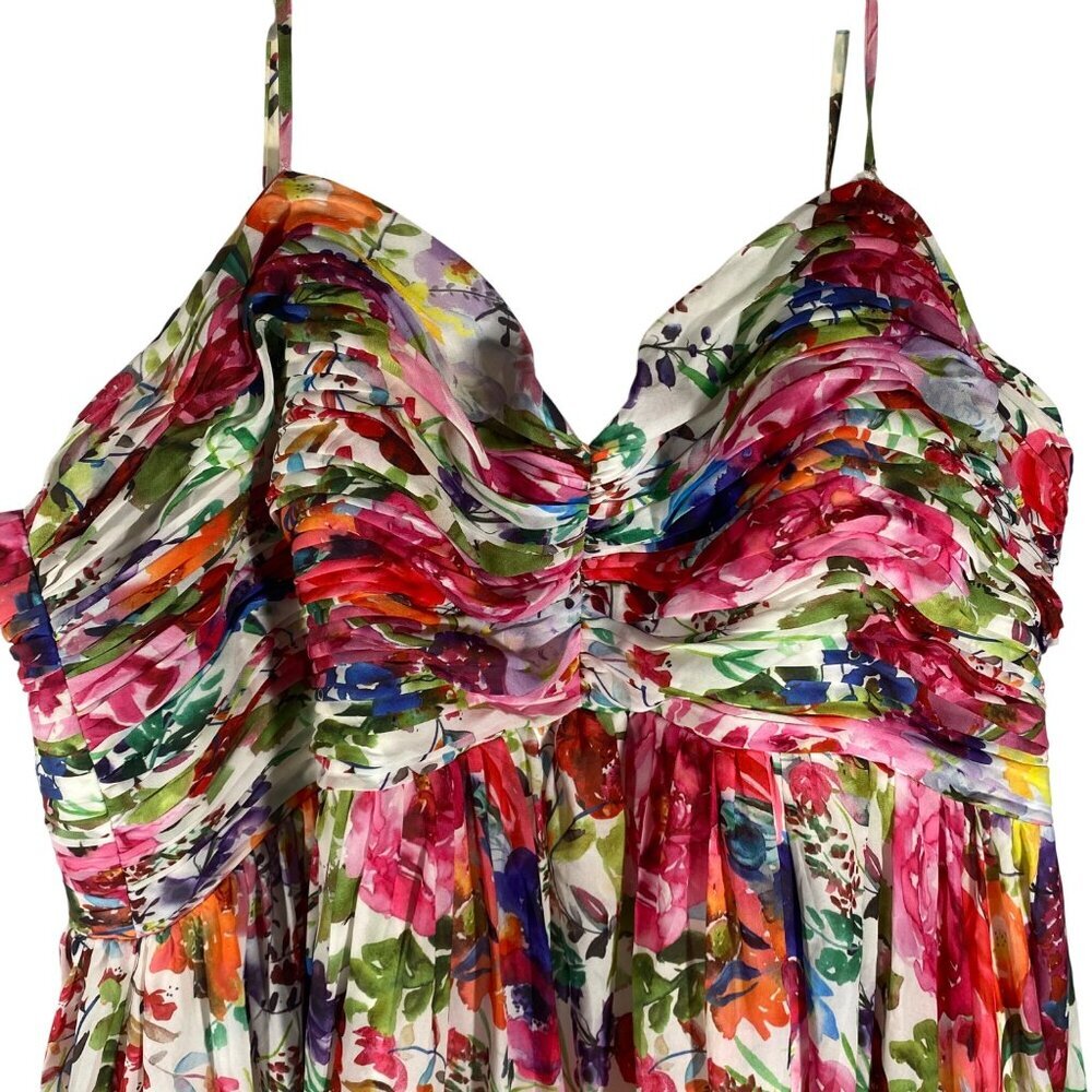 Sydneys Closet floral chiffon formal gown w/ full tulle lined skirt ruched bodic - Picture 3 of 13